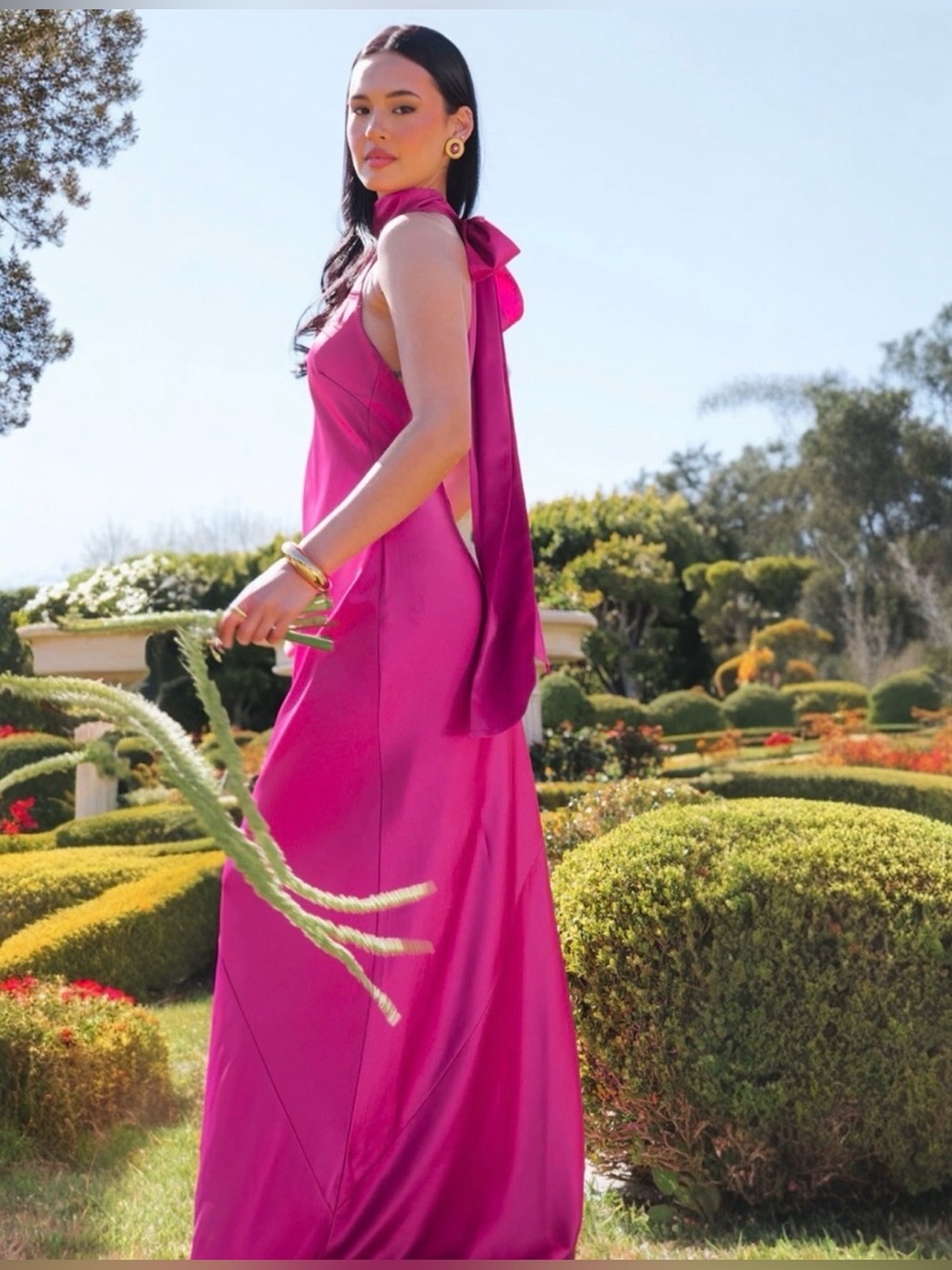 Show Me Your Mumu Lisa Maxi Dress Womens XXS Rich Magenta Luxe Satin Self Lined